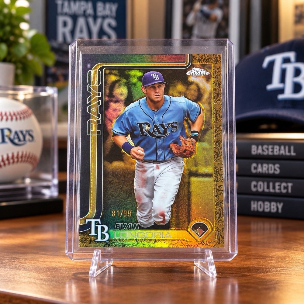 2025 Topps Chrome Gilded Evan Longoria Rays #169 81/99 Serial Numbered Card